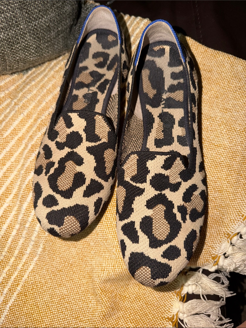 Rothy's Leopard-Print Knit Loafers in Beige and Black - Picture 2 of 9